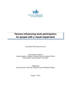 Factors influencing work participation for people with a ...
