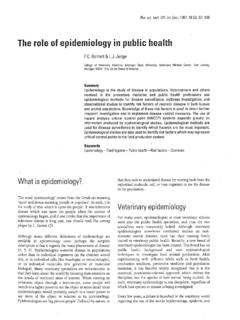 The role of epidemiology in public health - Home: OIE