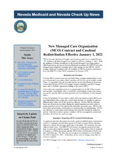 New Managed Care Organization (MCO) Contract and …