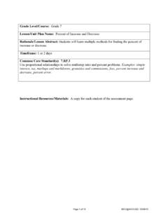 Rationale/Lesson Abstract: Common Core Standard(s): 7.RP.3 ...