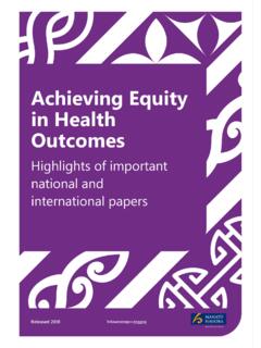 Achieving equity in health outcomes - Ministry of Health