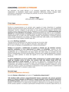 COACHING: GUIDARE LE PERSONE - pnl-manageriale.it