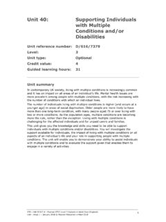 Unit 40: Supporting Individuals with Multiple Conditions ...