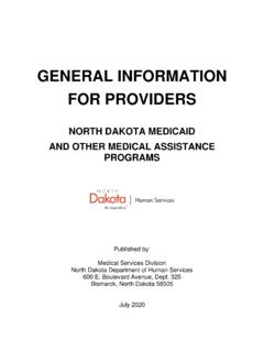 GENERAL INFORMATION FOR PROVIDERS - North Dakota