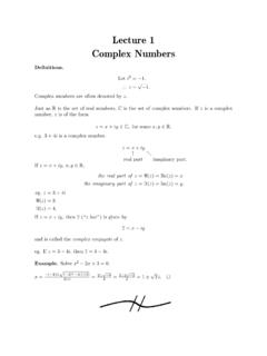 Lecture 1 Complex Numbers - 4unitmaths.com