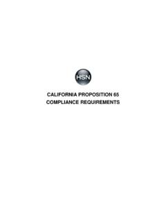 CALIFORNIA PROPOSITION 65 COMPLIANCE REQUIREMENTS