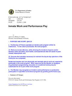 Inmate Work and Performance Pay - Federal Bureau of …