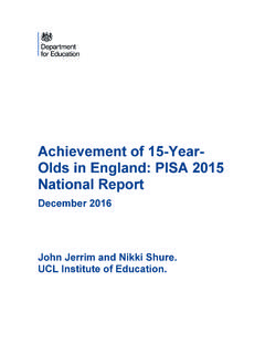 Achievement of 15-Year-Olds in England: PISA 2015 National ...