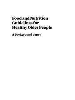 Food and Nutrition Guidelines for Healthy Older People: A ...