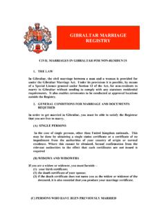 MARRIAGE REGISTRY INFORMATION - Gibraltar