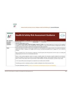 Health &amp; Safety Risk Assessment Guidance