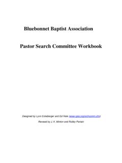 Pastor Search Committee Workbook - Bluebonnet Baptist