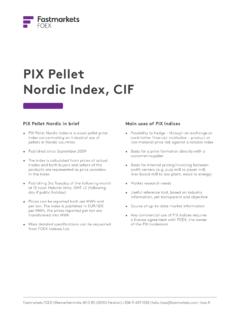 PIX Pellet Nordic Index, CIF - Foex Indexes