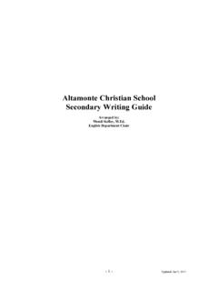 ACS Writing Guide - Altamonte Christian School
