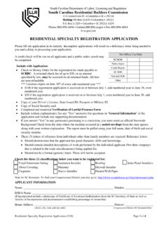 RESIDENTIAL SPECIALTY REGISTRATION APPLICATION