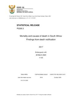 Mortality and causes of death in South Africa: Findings ...