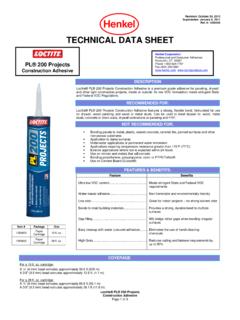 TECHNICAL DATA SHEET - Loctite Products