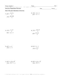 Inverse Functions Review - Belle Vernon Area School District