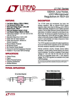 LT1761 Series LDO Micropower FEATURES