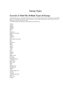 Energy Types Exercise 1: Find The 10 Basic Types of Energy