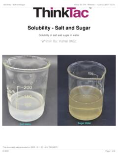 Solubility - Salt and Sugar