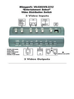 Winegard’s VS-0303/VS-3312 “Entertainment Select” Video ...