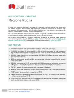 DATI STATISTICI PER IL TERRITORIO Regione Puglia