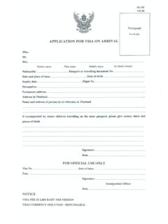 Thailand Visa on Arrival application form PDF - Immigration