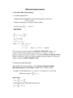 Differential Equations Summary - a-levelmaths.com