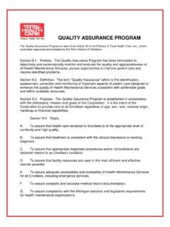 QUALITY ASSURANCE PROGRAM - thcmi.com
