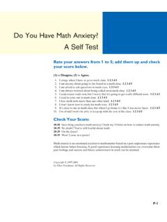 Do You Have Math Anxiety? A Self Test - Pearson
