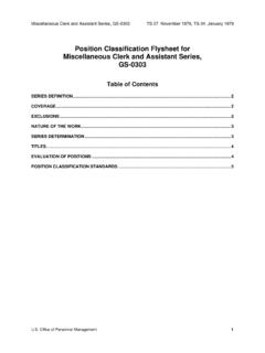 Position Classification Flysheet for Miscellaneous Clerk ...