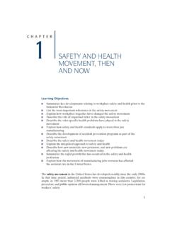 SAFETY AND HEALTH MOVEMENT, THEN AND NOW - Pearson