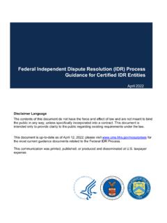 Federal Independent Dispute Resolution Process Guidance ...