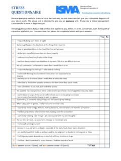 STRESS QUESTIONNAIRE - The Health Cares Exchange ...