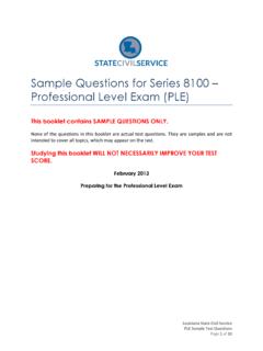 Sample Questions for Series 8100 Professional Level Exam (PLE)
