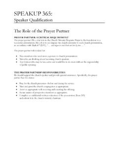 Speaker Qualification The Role of the Prayer Partner