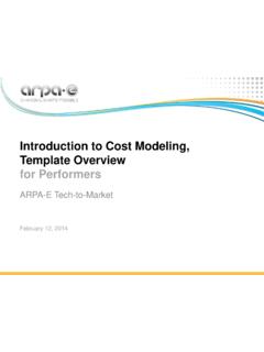 Introduction to Cost Modeling, Template Overview for ...