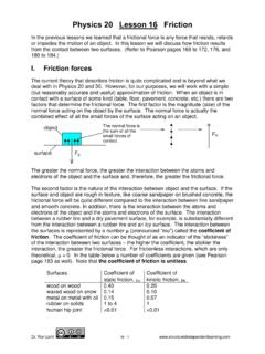 Physics 20 Lesson 16 Friction