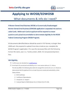 Applying to WOSB/EDWOSB - Small Business Administration