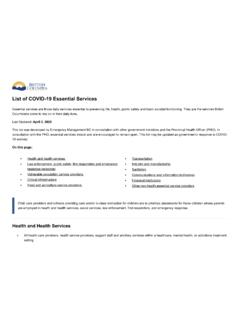 List of COVID-19 Essential Services - British Columbia