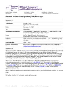 General Information System (GIS) Message - New York State ...