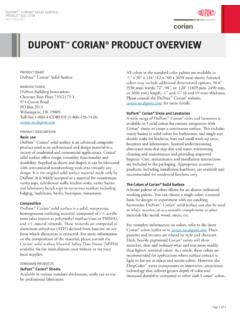 DUPONT CORIAN PRODUCT OVERVIEW