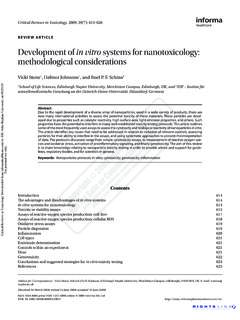 Development of in vitro systems for nanotoxicology ...
