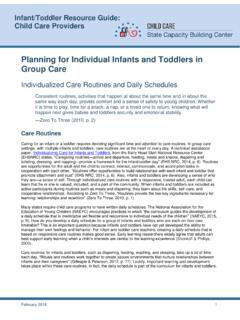 Infants and Toddlers in Group Care Individualized Care ...