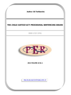 THE CHILD JUSTICE ACT: PROCEDURAL SENTENCING …