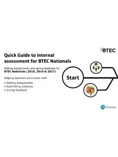 Quick Guide to internal assessment for BTEC Nationals