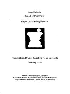 Board of Pharmacy Report to the Legislature