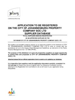 APPLICATION TO BE REGISTERED ON THE CITY OF …