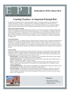 Coaching Teachers: An Important Principal Role